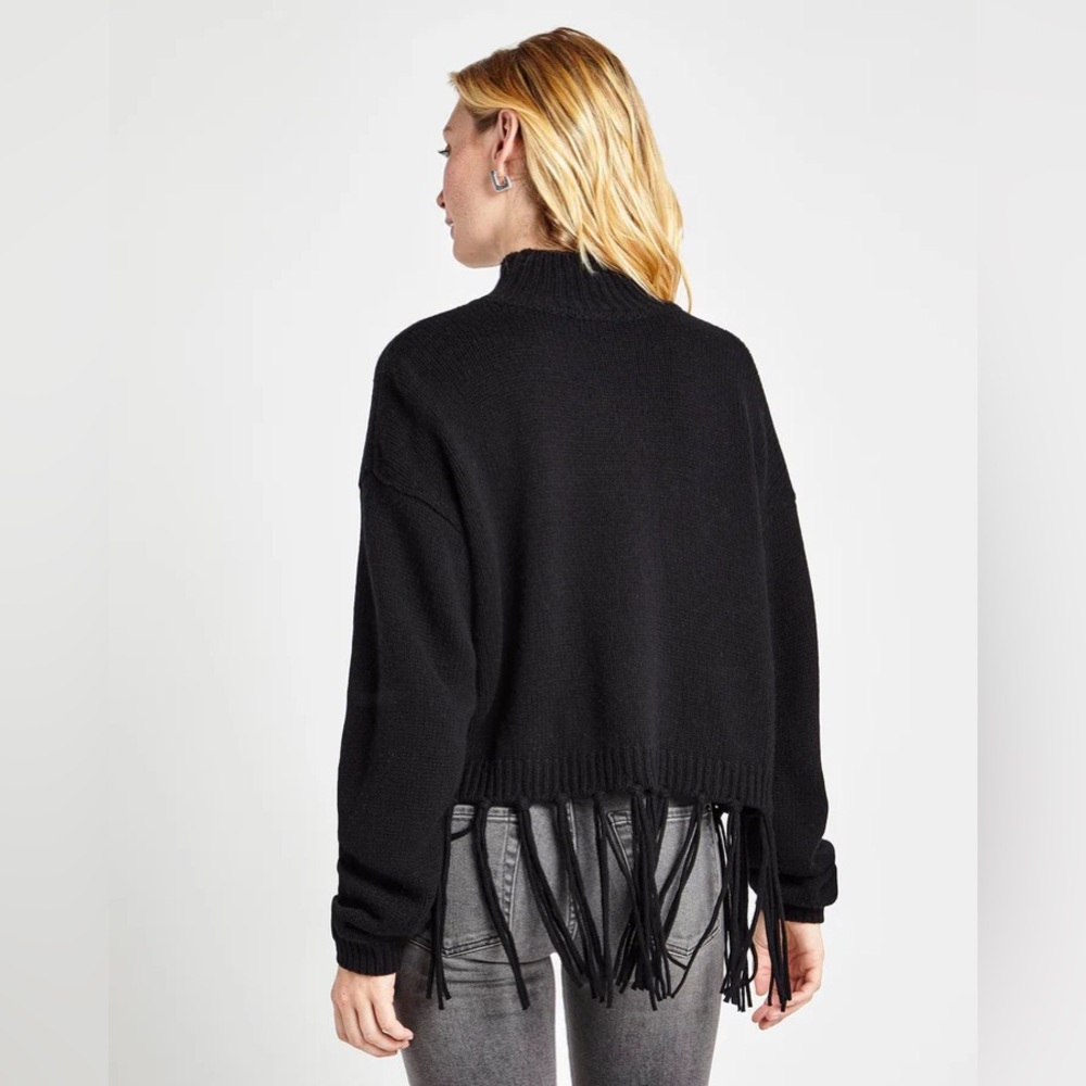 NWT SPLENDID - Riley Fringe Sweater - Black - Size Large - Picture 5 of 12